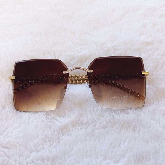 Skyla Brown & Tan Square Oversized Sunglasses - Picture 1 of 12